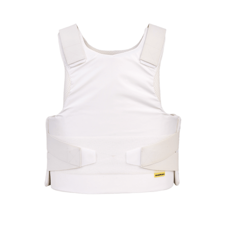 Anorak Niobium® Concealable II Stik & Skudsikker Vest i hvidt rip-stop stof til diskret beskyttelse mod skydevåben og knive.