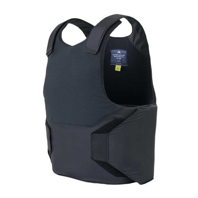 Anorak Rhodium® Concealable I Stik & Skudsikker Vest med NIJ niveau IIIA-beskyttelse, sort, set bagfra.