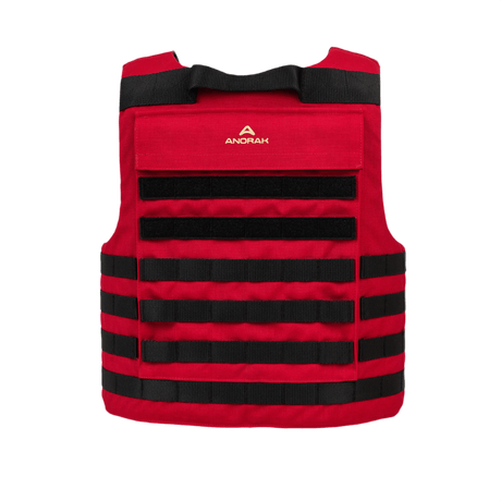 Anorak Titanium® Instructor I Stik & Skudsikker Vest, rød skudsikker vest med maksimal Level IIIA-beskyttelse, ergonomisk designet.