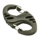 M-Tac Plast S-Krog Karabinhage i plast og stål til nøgler og let udstyr, 50 mm kompakt design, ikke til tunge genstande eller klatring.