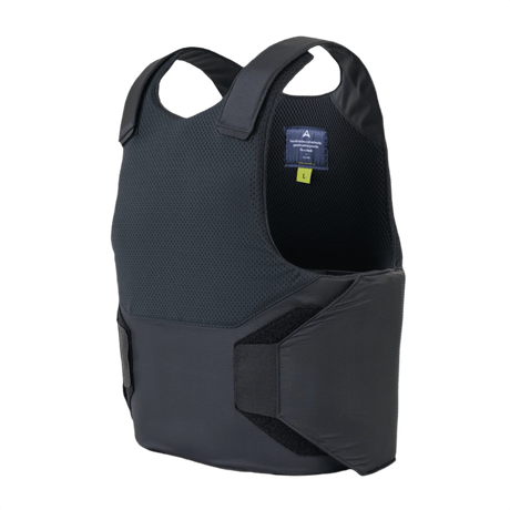 Anorak Rhodium® Concealable I Stik & Skudsikker Vest med NIJ niveau IIIA-beskyttelse, sort, set bagfra.