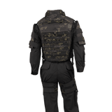 Anorak Niobium® Tactical II – full set MultiCam® i komplet bagudvendt udsigt, der fremviser alsidigt kropspanser-design til politistyrker.