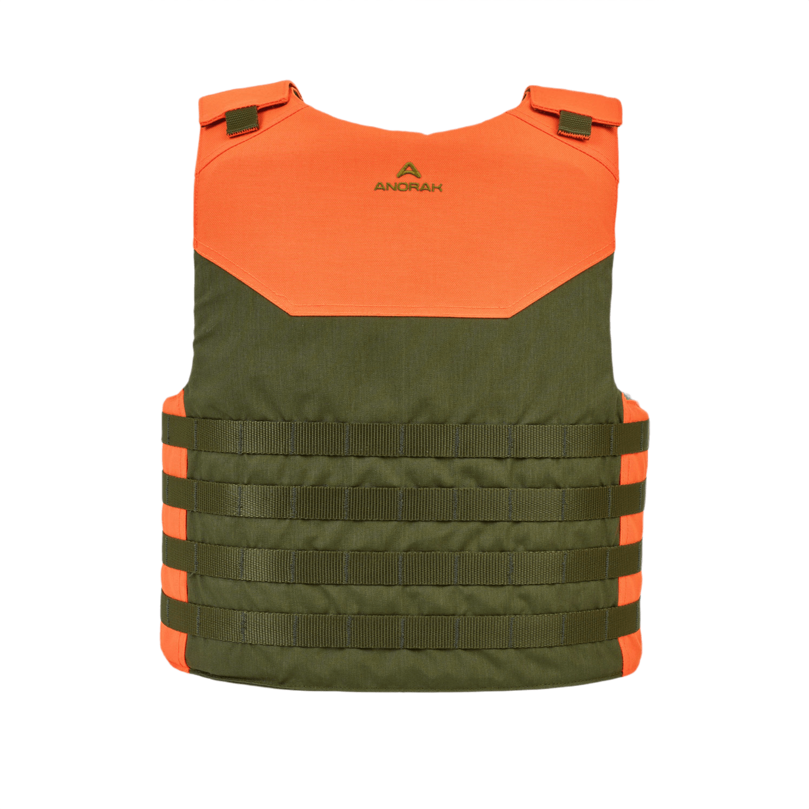 Anorak Shield I Cover i orange og olivengrøn farve, frontvisning