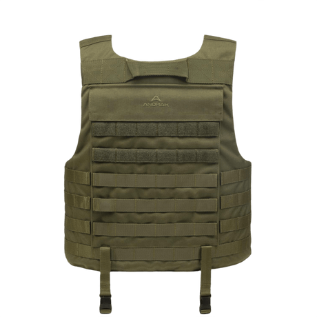 Anorak Titanium® Tactical I Stik & Skudsikker Vest i olivengrøn, blød kropsbeskyttelse niveau IIIA, ideel til politi og militær.