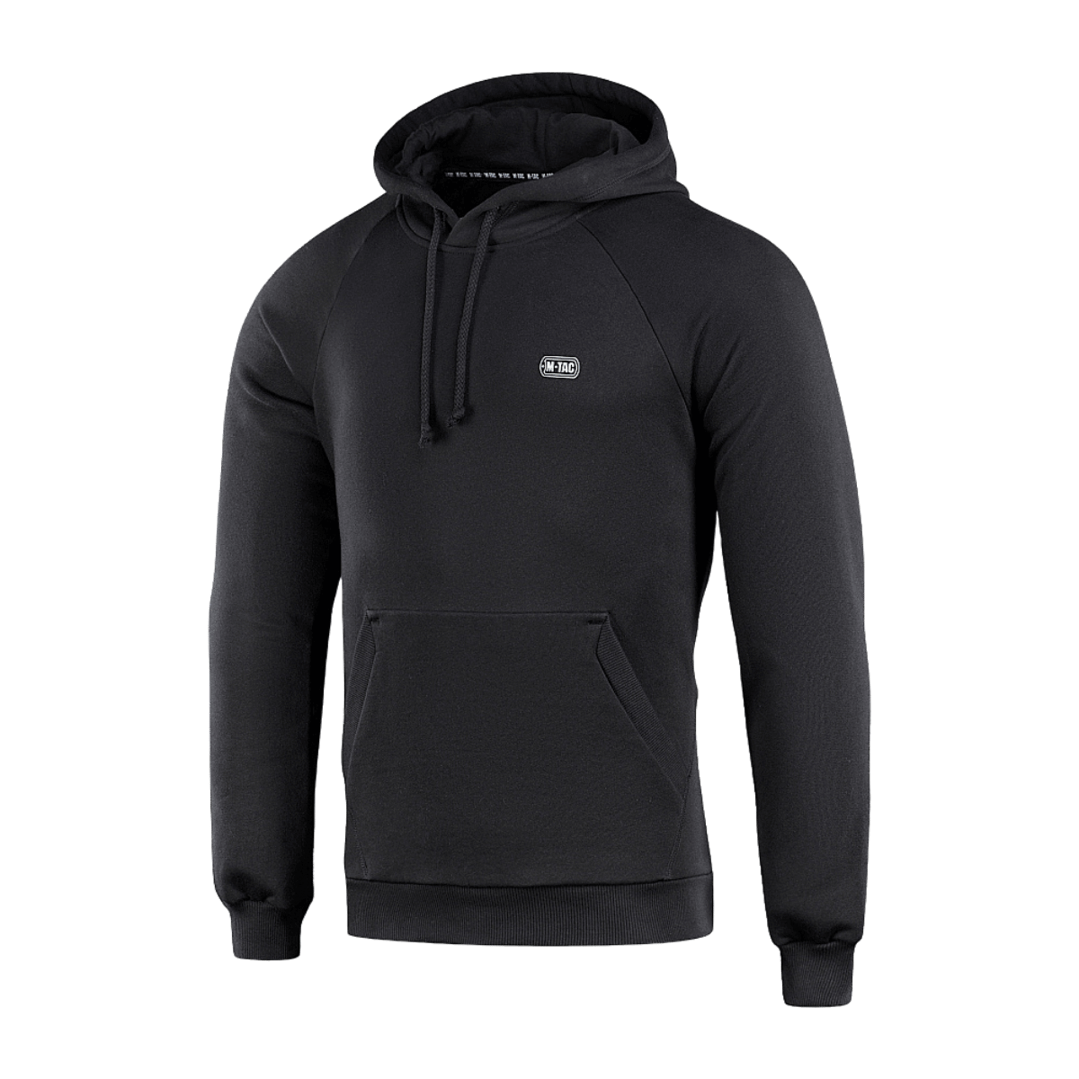M-Tac Hættetrøje Cotton Raglan i sort med raglanærmer og hoodie design, ideel til hverdagsbrug og aktiv livsstil.