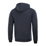 M-Tac Hættetrøje Cotton Raglan i sort, set bagfra med raglanærmer, fremstillet af 100% bomuld for komfort og stil.