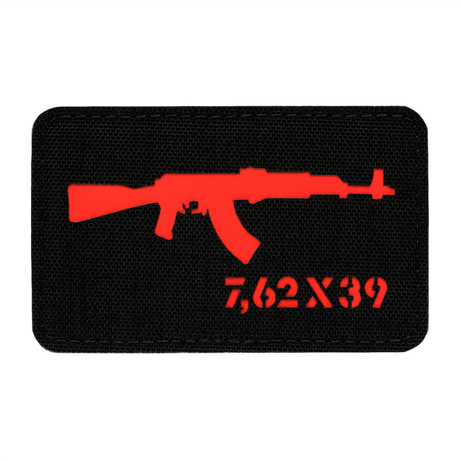 M-Tac AKM 7,62x39 Laser Cut Patch med Velcro til tactical brug, robust Cordura 500D materiale, størrelse 80x50 mm, rød AKM symbol.