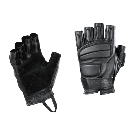 M-Tac Fingerløse Handsker Assault Tactical Mk.1 med læderforstærkning og justerbare velcro manchetter, ideel til taktisk brug.