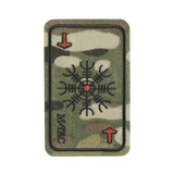 M-Tac Patch Kort Helm of Horror (Broderi) med ægishjálmur symbol broderet på Cordura 500D i camouflage design, 8 x 5 cm.