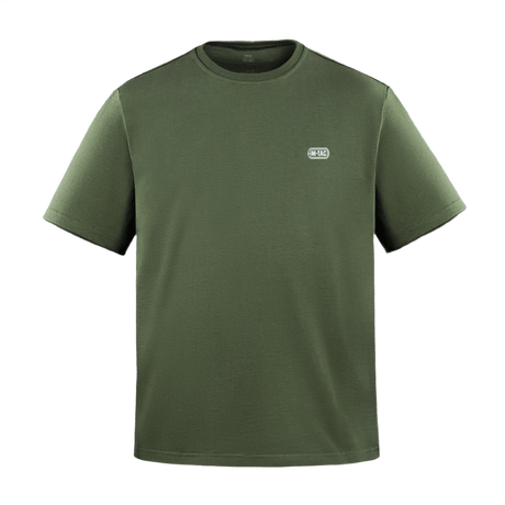 M-Tac Cotton HARD T-shirt i oversize snit, 100% bomuld, grøn farve, reflekslogo på brystet, velegnet til daglig komfort og bevægelse.