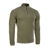 M-Tac Delta Fleece Jakke i olivengrøn, komfortabel pullover til koldt vejr med tommelhuller, ideel til aktive udendørs aktiviteter