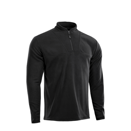 M-Tac Delta Fleece Jakke i sort, let og varm med tommelhuller, ideel til udendørs aktiviteter i koldt vejr.