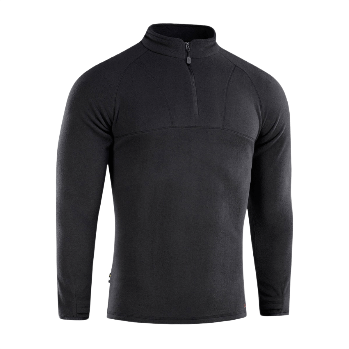 M-Tac Delta Polartec Raglan Jakke i sort med høj krave og halv lynlås, ideel til hverdagsbrug og udendørs aktiviteter.