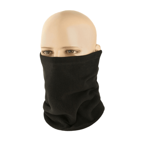 M-Tac Fleece Neck Gaiter med Snor, sort fleece halsedisse på mannequin, alsidigt og komfortabelt tilbehør til koldt vejr.