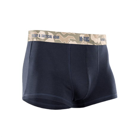 M-Tac Herre Boxer 93/7 i blå med camouflage elastisk talje, designet til komfort og holdbarhed, perfekt til daglig brug og aktiv livsstil.