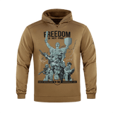 M-Tac Hoodie Freedom med militær tema og justerbar hætte, ideel til hverdagsbrug og friluftsliv. Komfortabel og slidstærk design