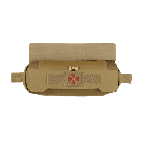M-Tac Horizontal Medical Pouch ROLL Elite i slidstærk Cordura 500D, designet til nem integration i taktisk udstyr, set forfra.