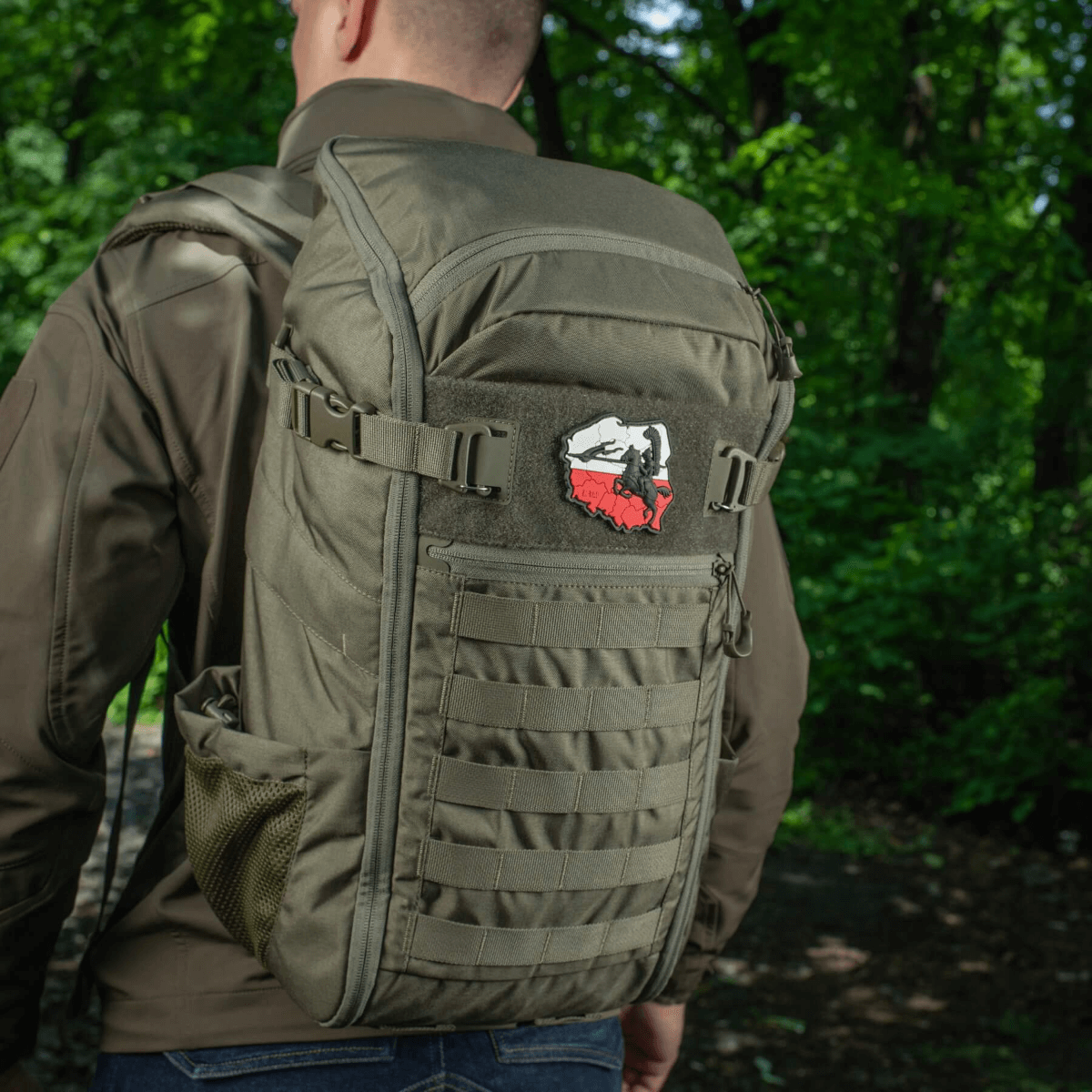 M-Tac Patch Husaria 3D PVC på rygsæk, ikonisk vinget husar motiv, polske flag, mod, ridderlighed, Velcro fastgørelse, 3D-effekt