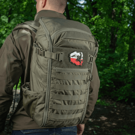 M-Tac Patch Husaria 3D PVC på rygsæk, ikonisk vinget husar motiv, polske flag, mod, ridderlighed, Velcro fastgørelse, 3D-effekt