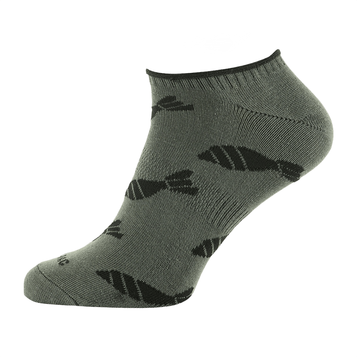 M-Tac Let Sommersokker Morter Bomber til herre, ergonomisk løbesokker til sport og udendørs, kort og åndbart design, grå med mønster.