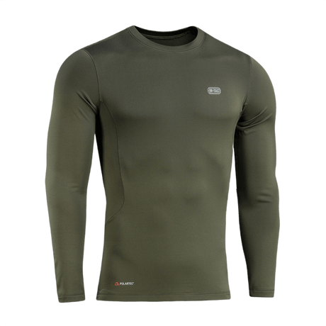 M-Tac Level I Polartec Thermal Shirt i olivengrøn, ideel termobaselayer med Power Dry® materiale, anatomisk pasform og flade sømme.
