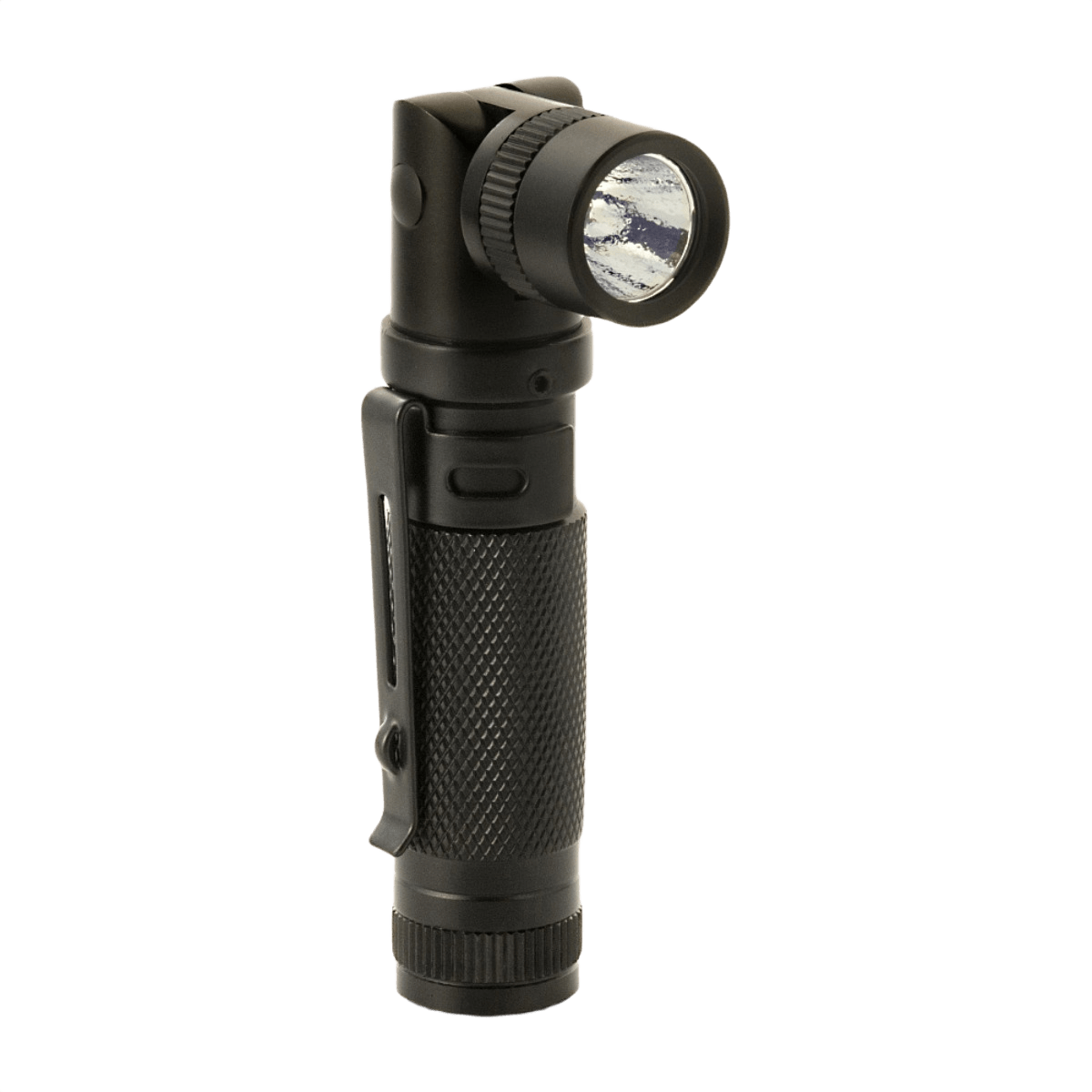 M-Tac Lommelygte P180 i sort aluminium, LED CREE XPG2, justerbar lysretning, kompakt design til praktisk brug, batteridrevet