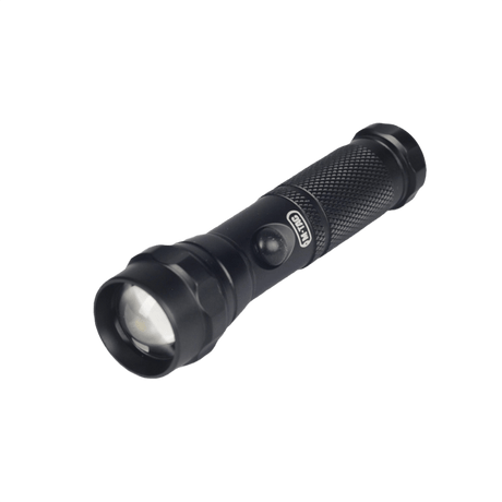 M-Tac Lommelygte UX11 i sort aluminium med justerbar lysstråle. Kompakt og højtydende, perfekt til fleksibel belysning i alle situationer.