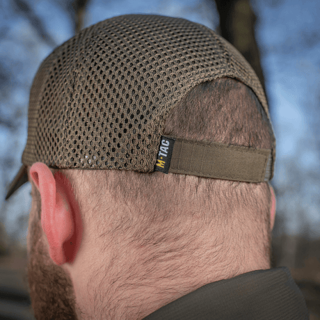M-Tac Mesh Flex Ripstop Baseball Cap med mesh-paneler og justerbar Velcro-strop for maksimal komfort og ventilation, vises bagfra.