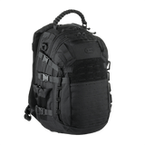 M-Tac Mission Pack Rygsæk i slidstærkt sort nylon med MOLLE laser cut system, designet til taktisk brug og outdoor-aktiviteter.