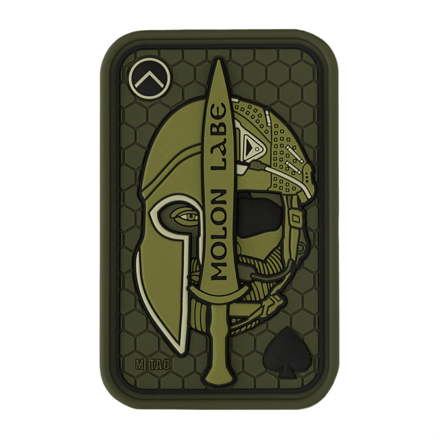 M-Tac Patch Molon Labe 3D PVC morale patch med gummi materiale, 3D-effekt og velcro, inspireret af 300 spartanerne, dimensioner 108x68 mm.