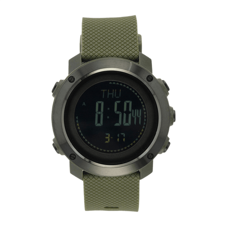 M-Tac Multifunktionelt Taktisk Ur med avancerede funktioner som altimeter, barometer og vandafvisende design for friluftsliv og militærbrug.