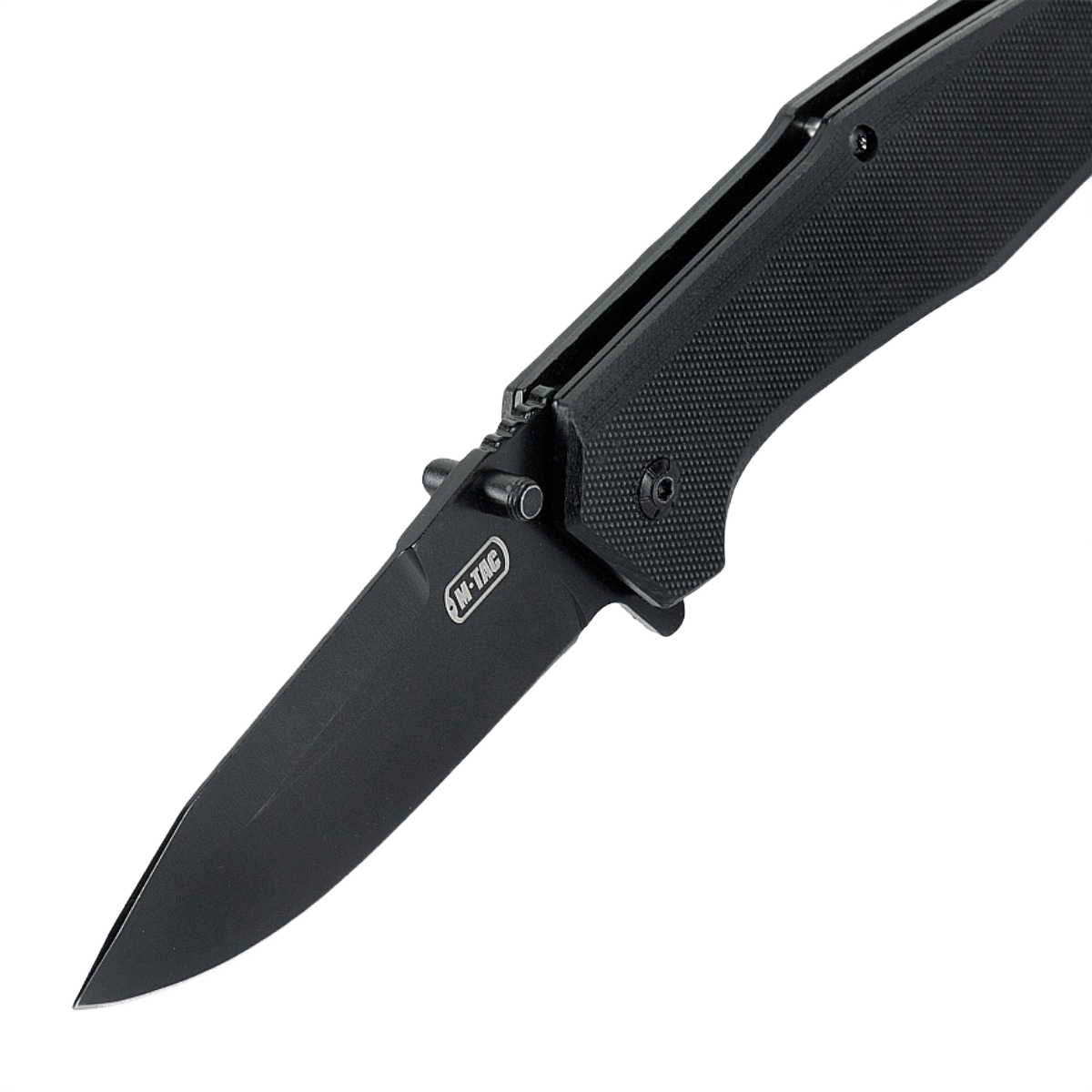 M-Tac Outdoor & Militær foldekniv - Type 5 med sort klinge og alu-håndtag, ultralet EDC-udstyr med rustfrit stål og G10-komposit greb.