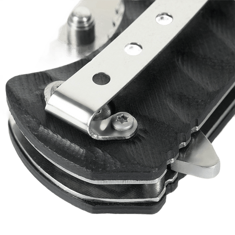 M-Tac Outdoor & Militær foldekniv - Type 8 med Clip Point klinge i krom rustfrit stål og taktisk design, perfekt til EDC-udstyr.