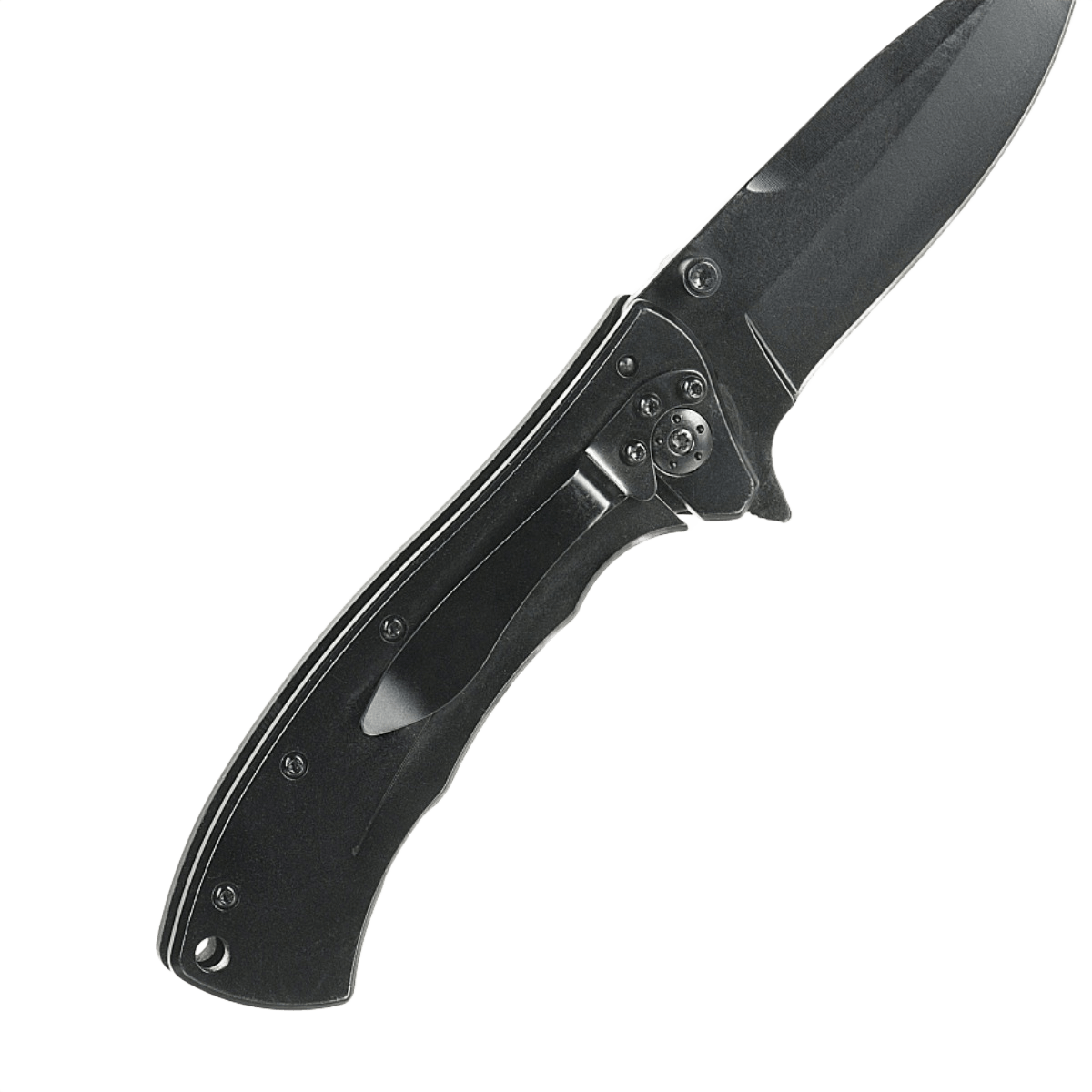 M-Tac Outdoor & Militær foldekniv - Type 7 med sortbelagt krom rustfrit stål klinge og ergonomisk greb, visning fra siden