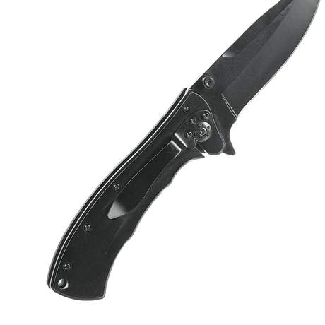 M-Tac Outdoor & Militær foldekniv - Type 7 med sortbelagt krom rustfrit stål klinge og ergonomisk greb, visning fra siden