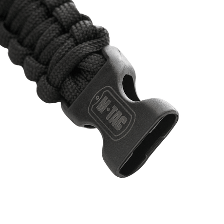 M-Tac Paracord Armbånd i sort med stærk lukning, ideelt til overlevelse og friluftsliv.