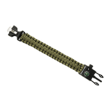 M-Tac Paracord Armbånd med Ildstarter, Kompas og Fløjte i grøn farve, velegnet til overlevelse og outdoor eventyr.