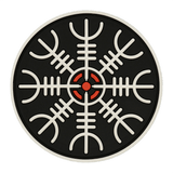 M-Tac Patch Egeshjelm 3D PVC med Helm of Terror symbol i sort, rød og hvid, gummi med Velcro, diameter 55 mm, til uniform eller taske.