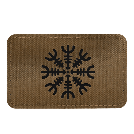 M-Tac Patch Helm of Horror Vandret Laser Cut i holdbar Cordura 500D med ægishjálmur design, ideel til uniform eller taktisk udstyr.