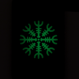 M-Tac Patch Helm of Horror Vandret Laser Cut i mørke, viser grønt ægishjálmur design. Ideel til uniform, taske eller taktisk udstyr.