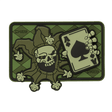M-Tac Patch Joker Skull 3D PVC med joker og es i dødskort design, taktisk morale patch i PVC med velcro, 78 x 55 mm.