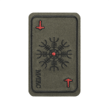 M-Tac Patch Kort Helm of Horror (Broderi) med vikingesymbol ægishjálmur, broderet Cordura 500D, velcrofastgørelse, 8 x 5 cm