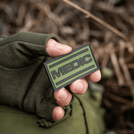 M-Tac Patch Medic PVC 3D taktik patch til uniform eller taske med velcro fastgørelse, fleksibelt PVC materiale, 70 x 35 mm.