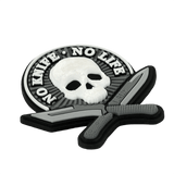 M-Tac Patch No Knife – No Life 3D PVC morale patch med kranie og knive, velcro bagside, 50x50 mm, taktisk udstyr.