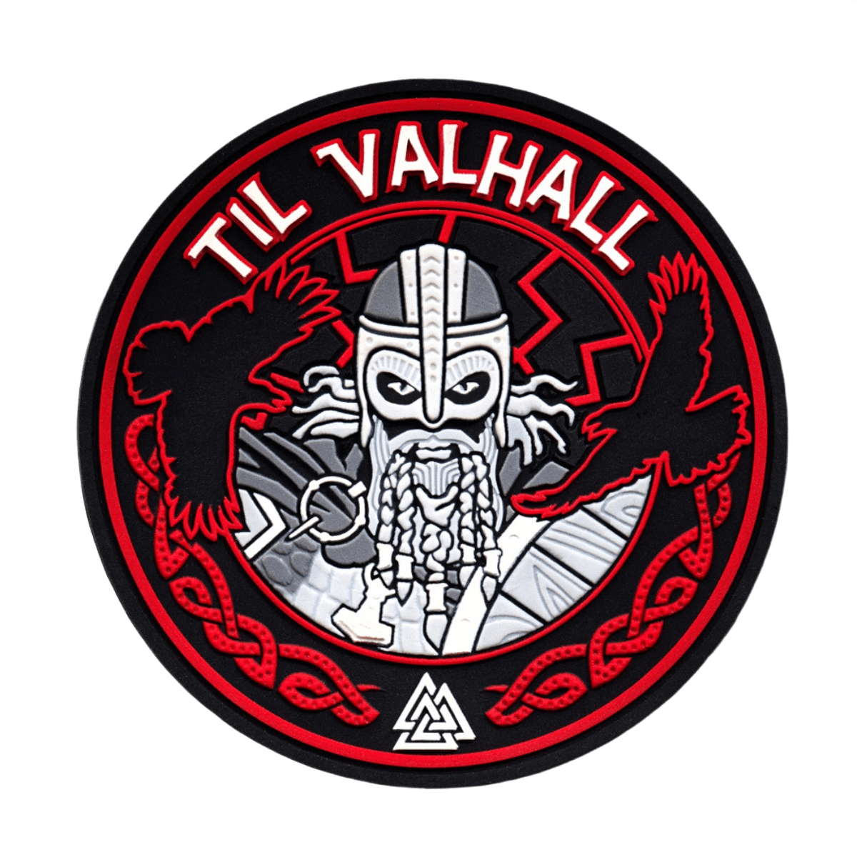 M-Tac Patch Til Valhall PVC med vikingedesign og ravne, inspireret af norske soldater, 3D-effekt, 80 mm med Velcro.