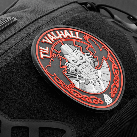 M-Tac Patch Til Valhall PVC på taske med 3D-design inspireret af Telemark-bataljonen, perfekt til taktisk udstyr, diameter 80 mm.