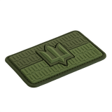 M-Tac patch Ukraine Flag med ZSU Trident PVC med grøn baggrund og 3D-design symboliserer ukrainsk stolthed og militær arv.