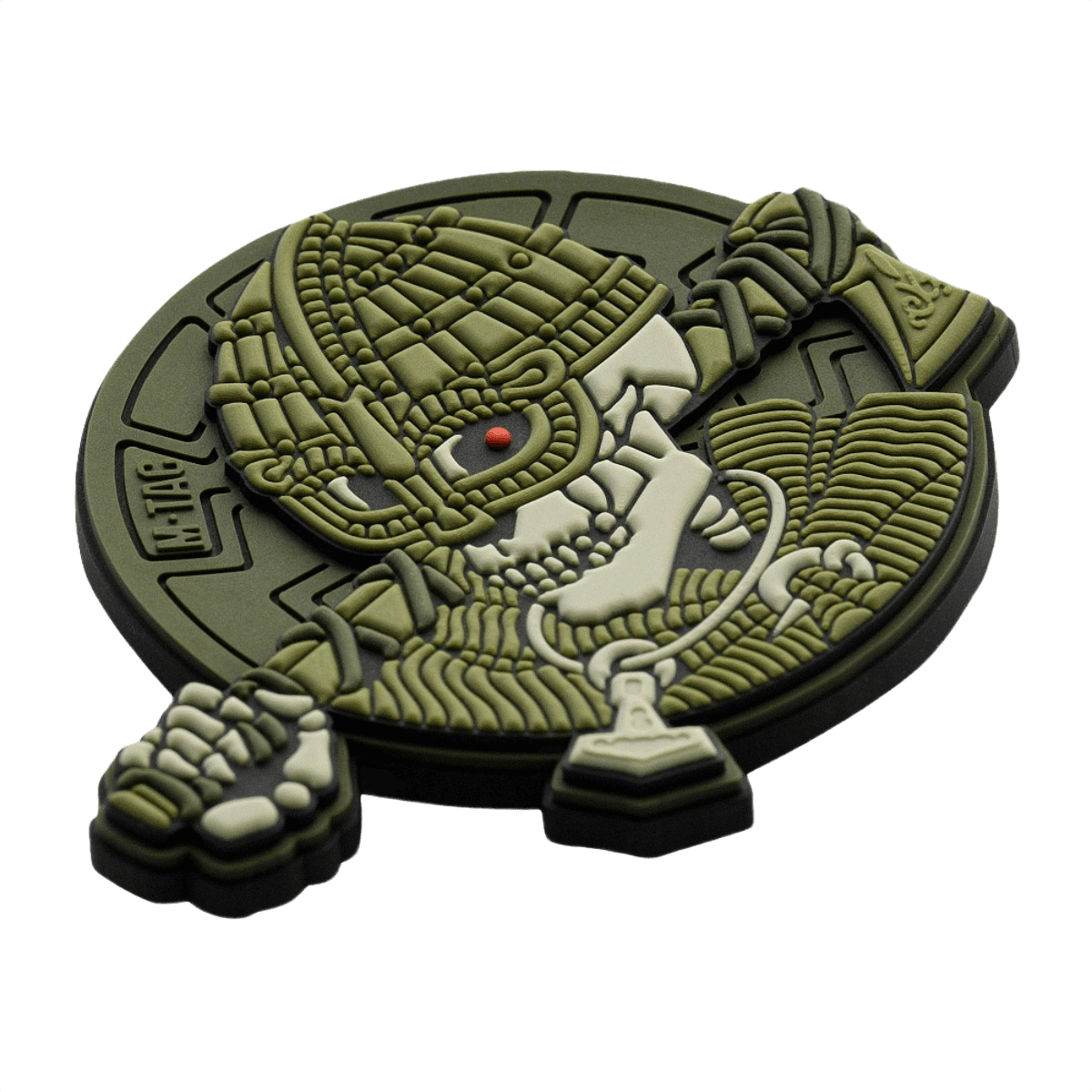 M-Tac Patch Undead Viking 3D PVC, rund ærmemærke i PVC med Velcro, militær og taktisk brug, grøn vikingemotiv.