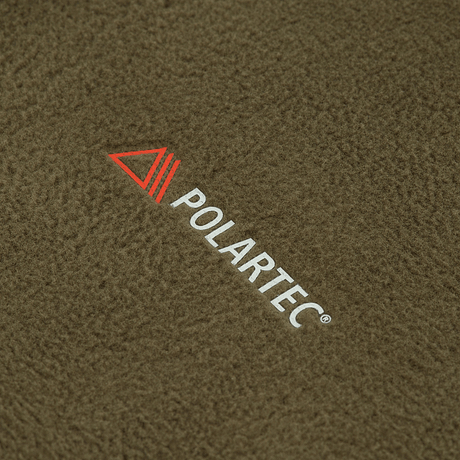 M-Tac Polartec Lang Tubehalstørklæde i brun fleece med Polartec logo, perfekt til beskyttelse mod vind og let nedbør.