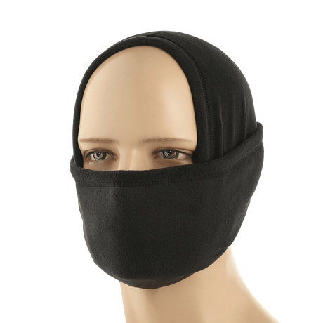 M-Tac Polartec Lang Tubehalstørklæde i sort fleece, bæres som ansigtsmaske. Varmt og alsidigt tilbehør til koldt vejr.